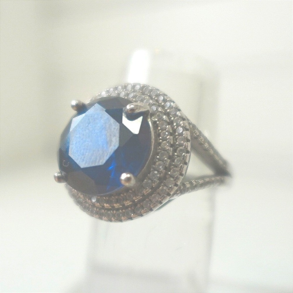 Gem Stone King 925 Sterling Silver Blue Sapphire Signet Ring Size 6.75 8 grams